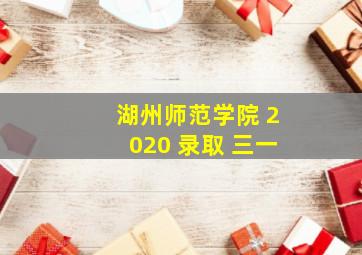 湖州师范学院 2020 录取 三一